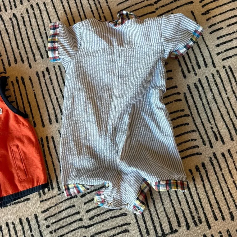 Baby Clothing Set with Graphic Rompers and Vest 9 Month
